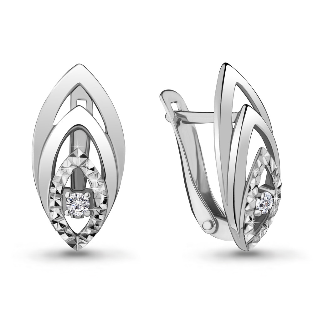 Серебряные серьги-классические с фианитом AQUAMARINE (#706480)