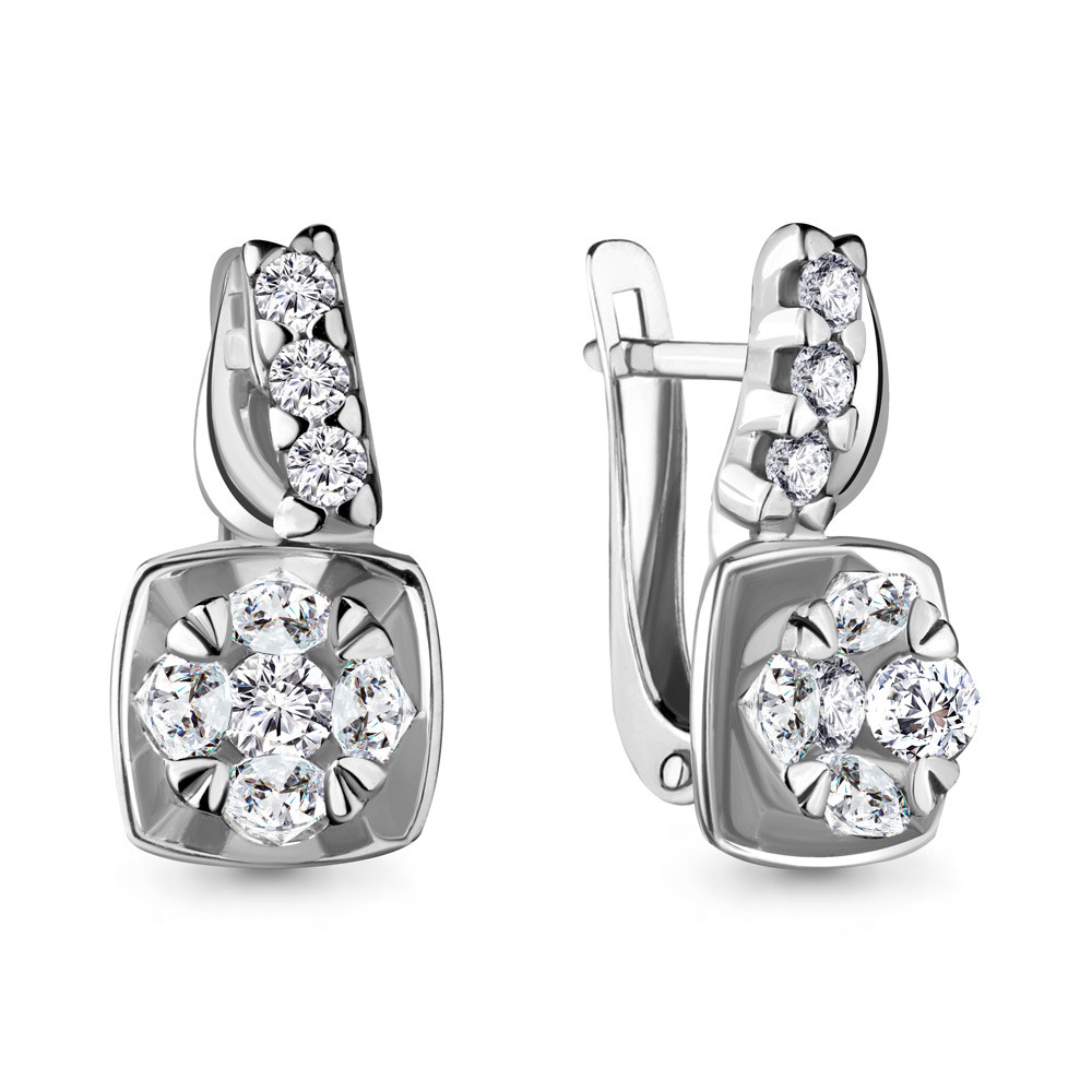 Серебряные серьги-классические с фианитом AQUAMARINE (#716891)