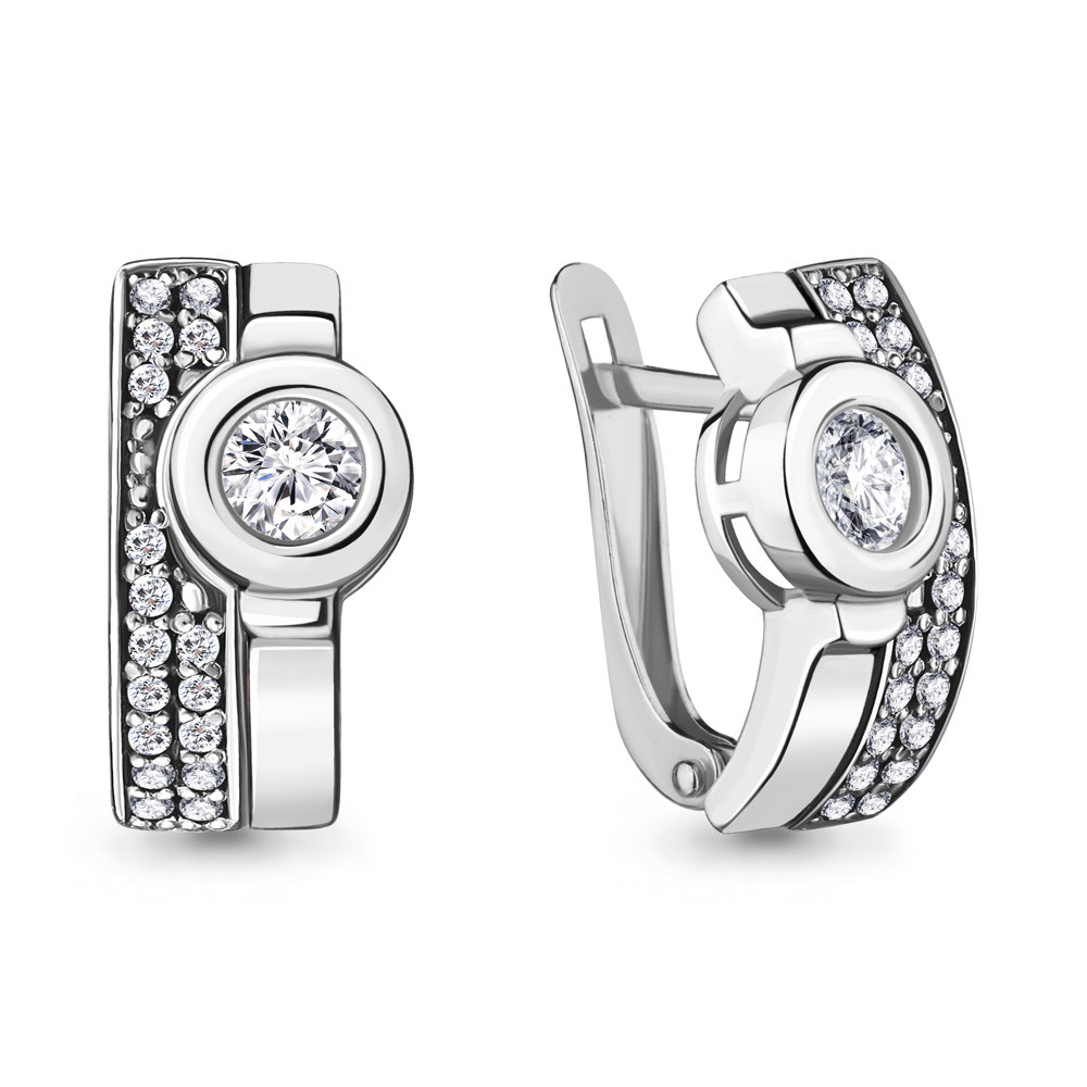 Серебряные серьги-классические с фианитом AQUAMARINE (#706459)