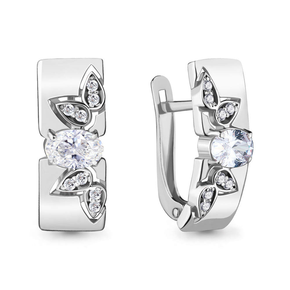Серебряные серьги-классические с фианитом AQUAMARINE (#706649)