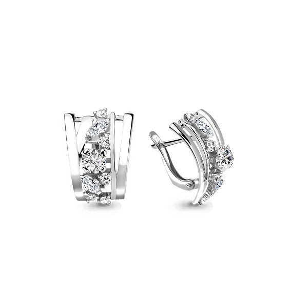 Серебряные серьги-классические с фианитом AQUAMARINE (#657309)