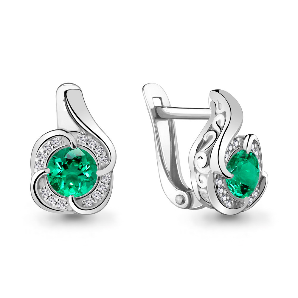 Серебряные серьги-классические с фианитом AQUAMARINE (#696500)