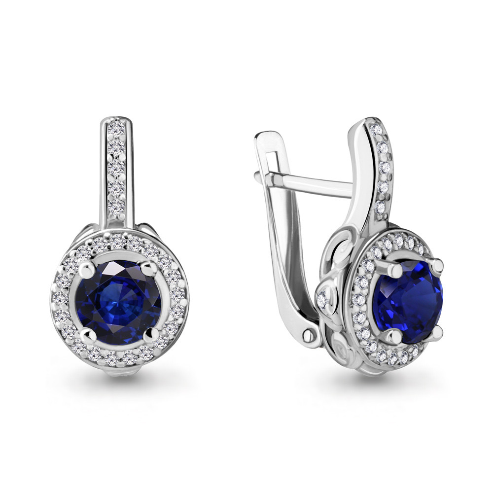 Серебряные серьги-классические с фианитом AQUAMARINE (#485138)
