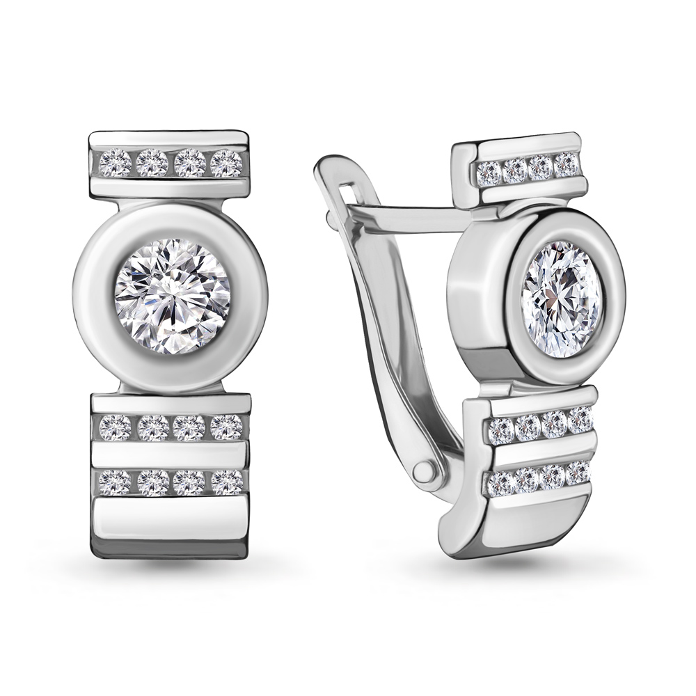 Серебряные серьги-классические с фианитом AQUAMARINE (#706460)