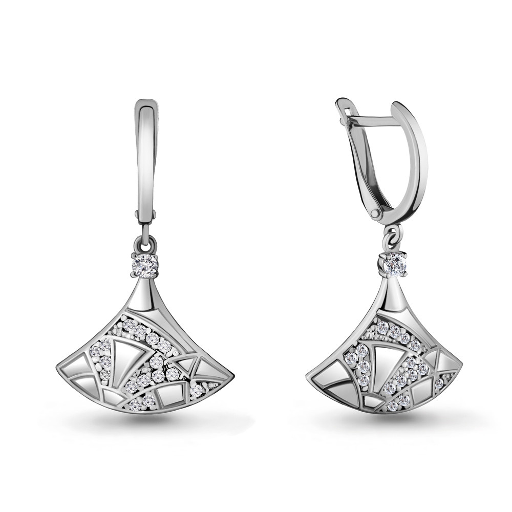 Серебряные Серьги-подвески с фианитом AQUAMARINE (#706484)