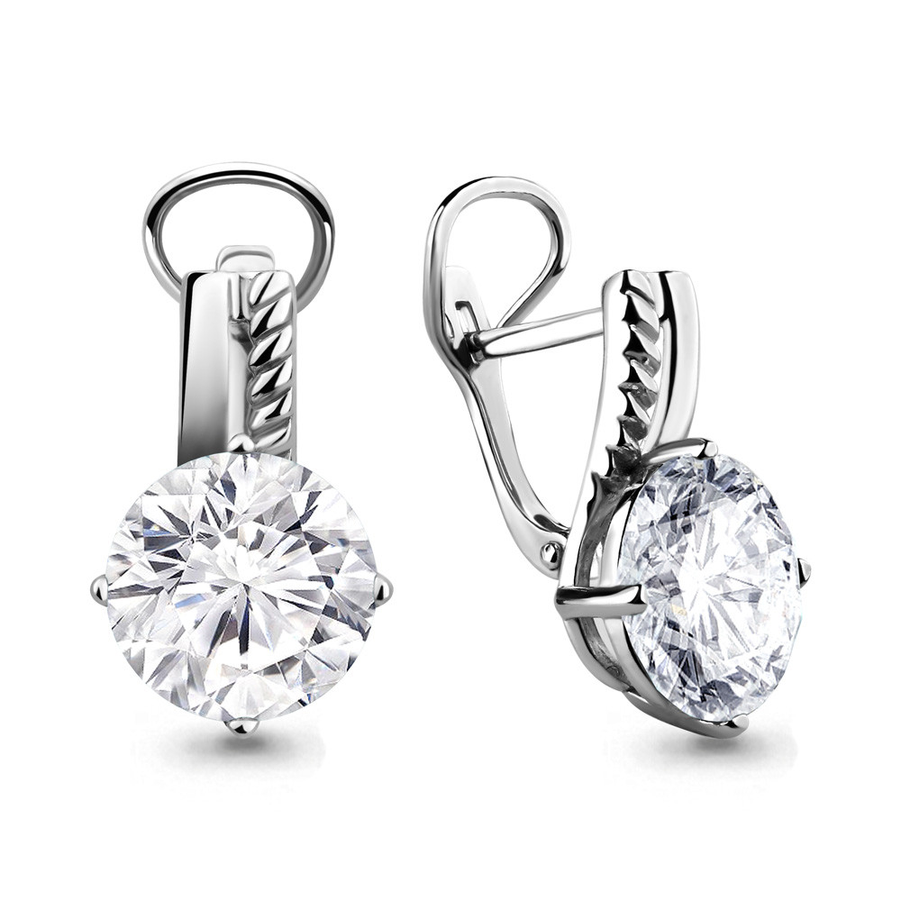 Серебряные серьги-классические с фианитом AQUAMARINE (#670240)