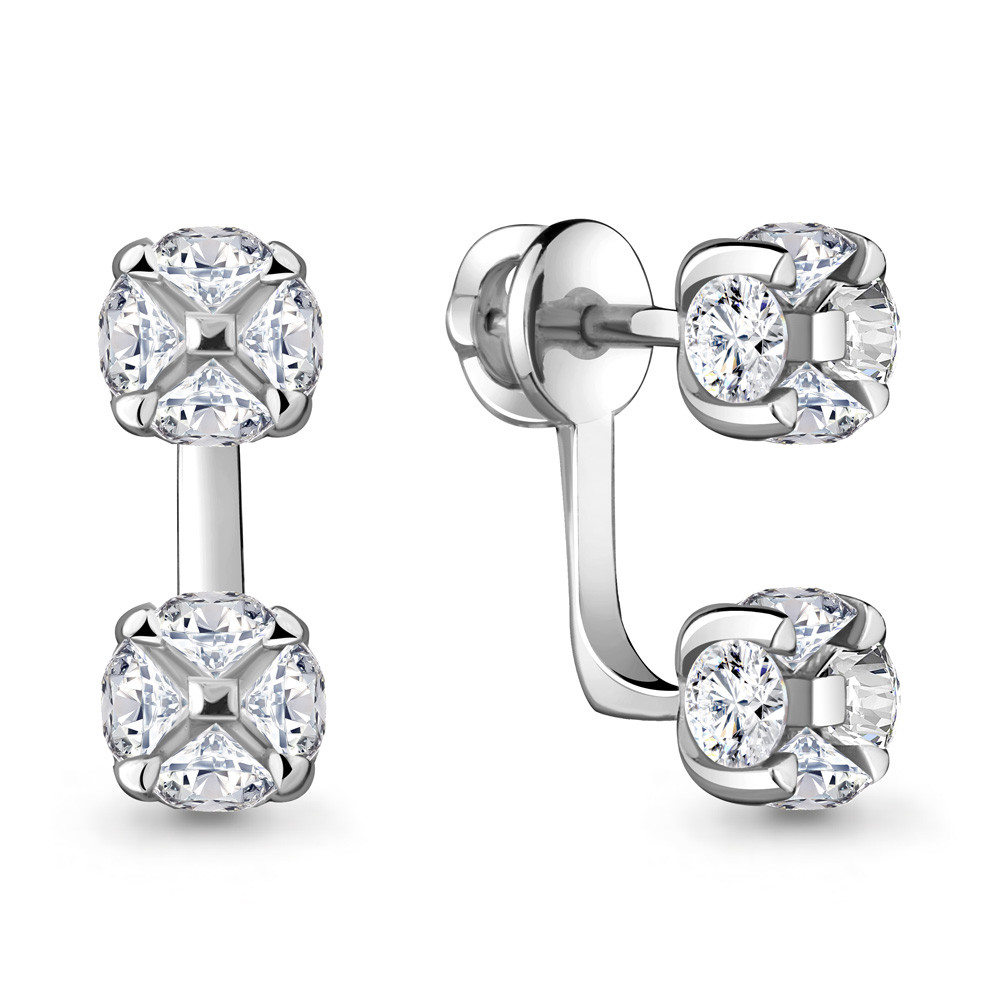 Серебряные серьги с фианитом AQUAMARINE #716850