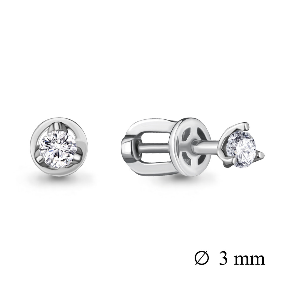 Серебряные серьги-пуссеты с фианитом Swarovski AQUAMARINE (#708690)
