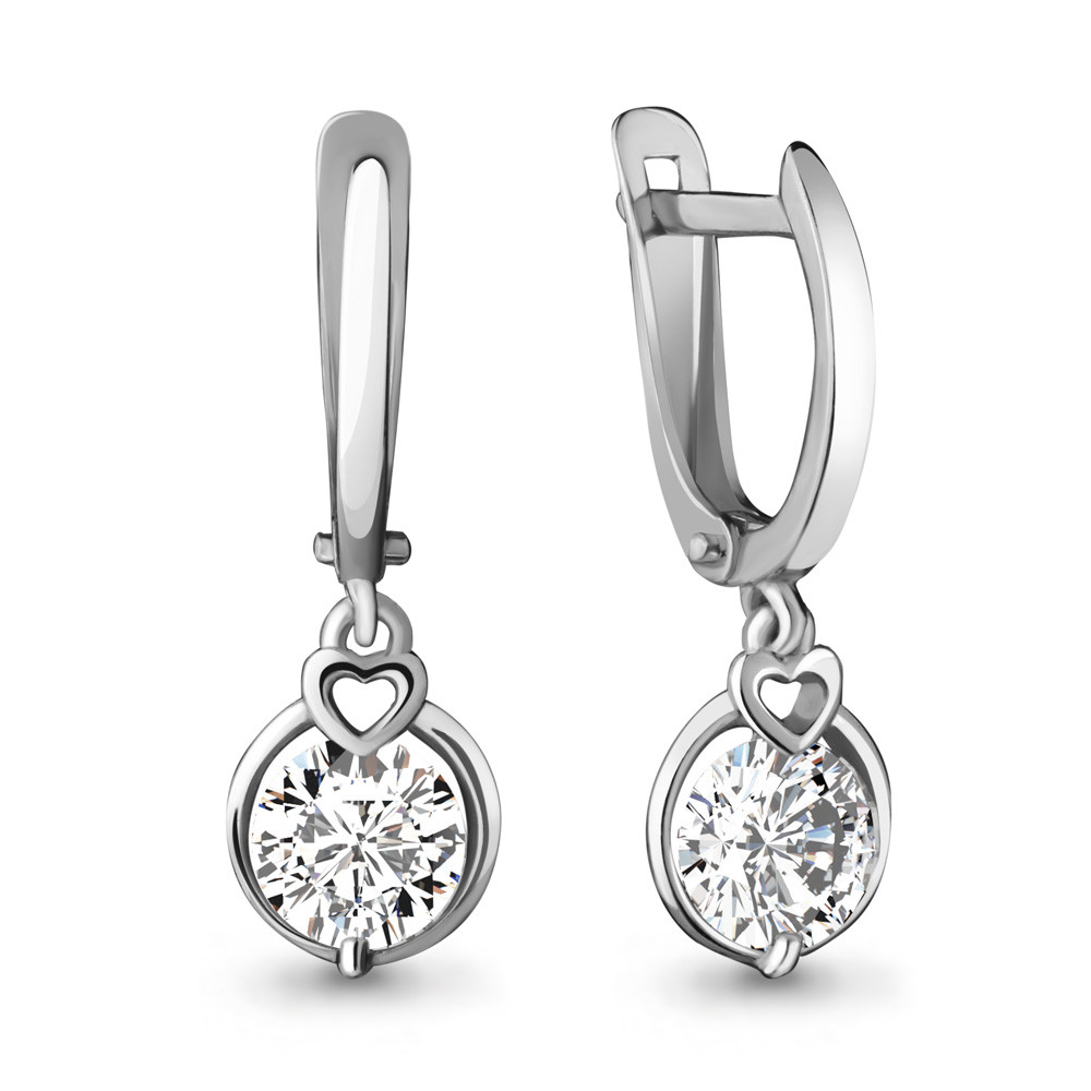 Серебряные Серьги-подвески с фианитом Swarovski AQUAMARINE (#431937)