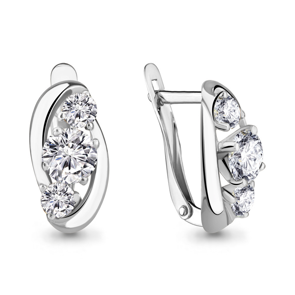 Серебряные серьги-классические с фианитом Swarovski AQUAMARINE (#407610)