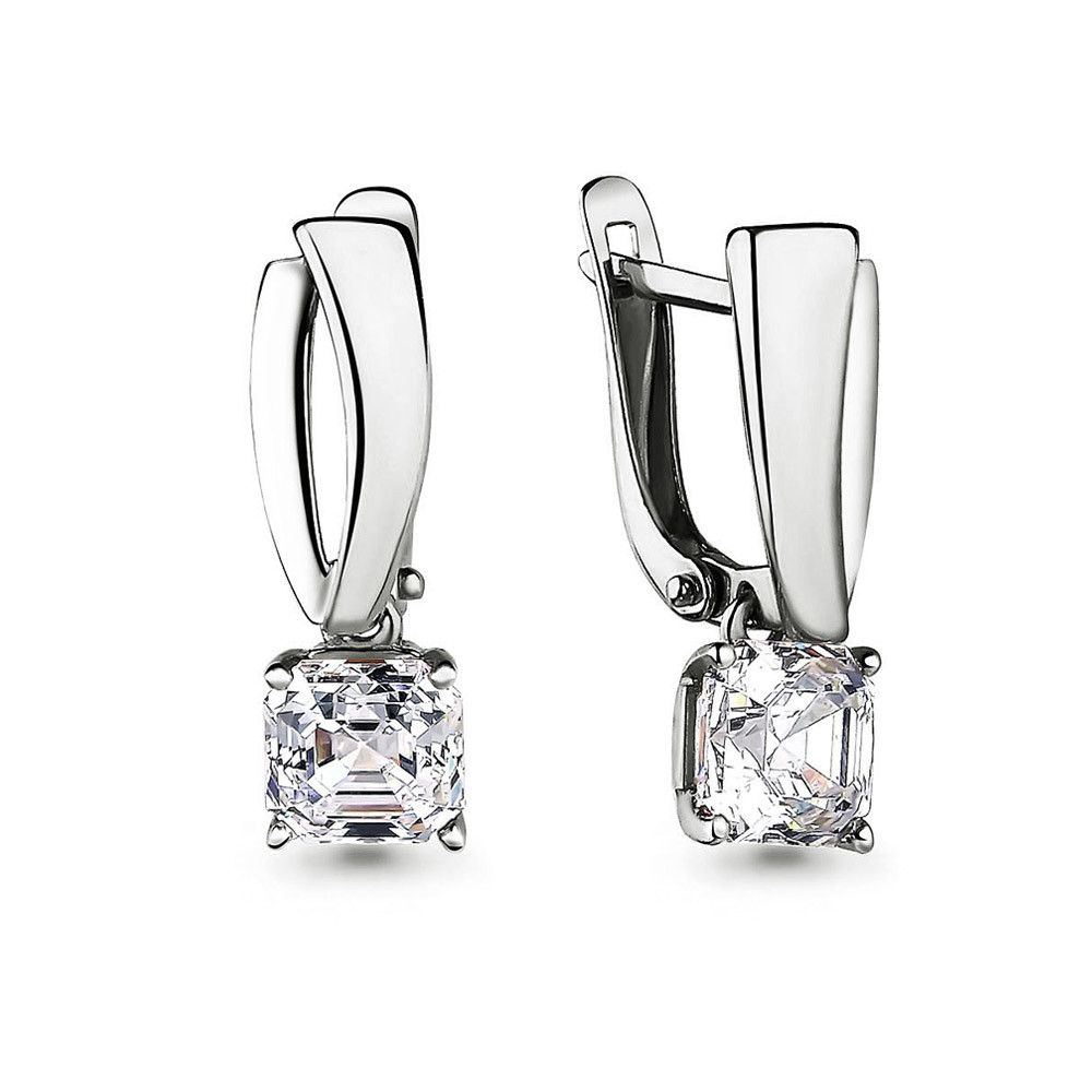Серебряные Серьги-подвески с фианитом Swarovski AQUAMARINE (#711535)