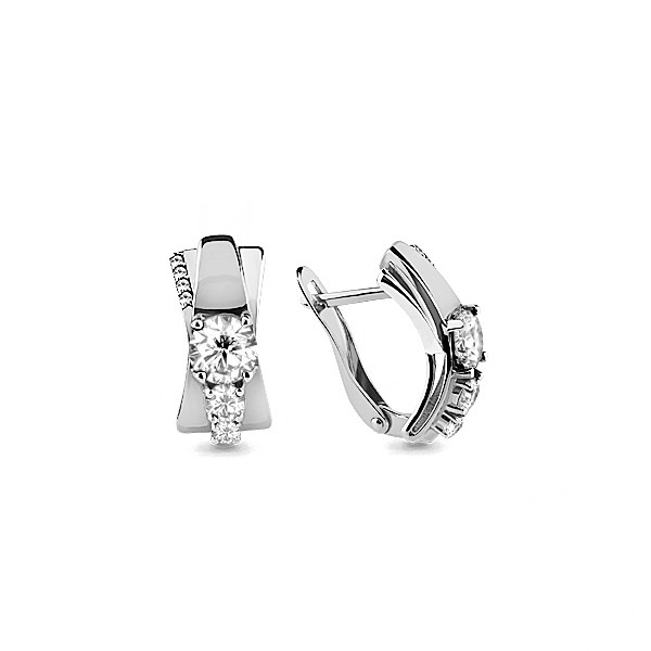 Серебряные серьги-классические с фианитом Swarovski AQUAMARINE (#703878)
