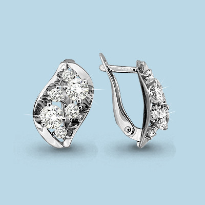 Серебряные серьги-классические с фианитом сваровски AQUAMARINE (#600983)