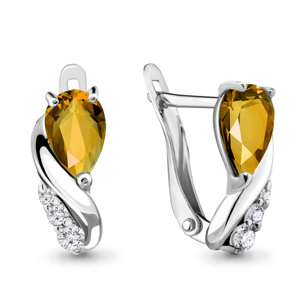 Серебряные серьги-классические с цитрином AQUAMARINE (#698483)