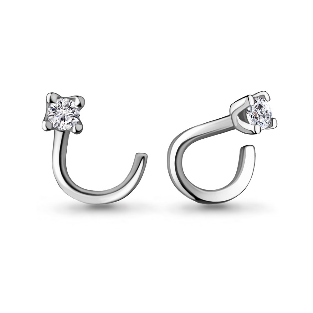 Серебряный пирсинг с фианитом AQUAMARINE (#711495)