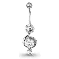 Серебряный пирсинг с фианитом AQUAMARINE (#410195)