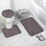Набор ковриков для ванны и туалета Доляна, 3 шт: 36×43, 40×50, 50×80 см, цвет серый, фото 6