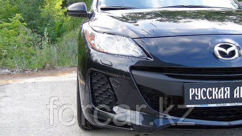 Накладки на передние фары (реснички) Mazda 3 2010-2013, фото 2
