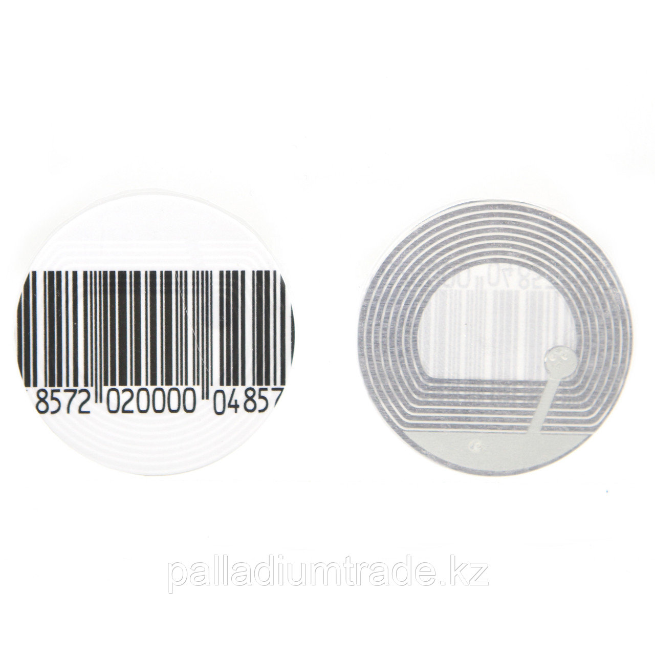 Противокражная этикетка круглая, штрих-код.