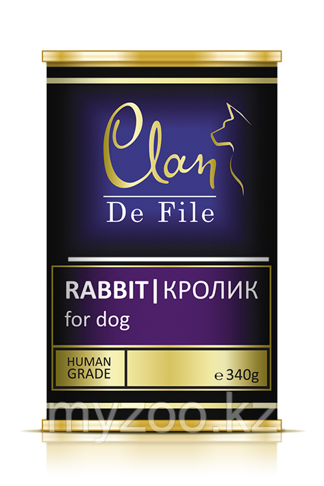 CLAN De File влажный корм для собак всех пород Филе мяса, Кролик 340 гр