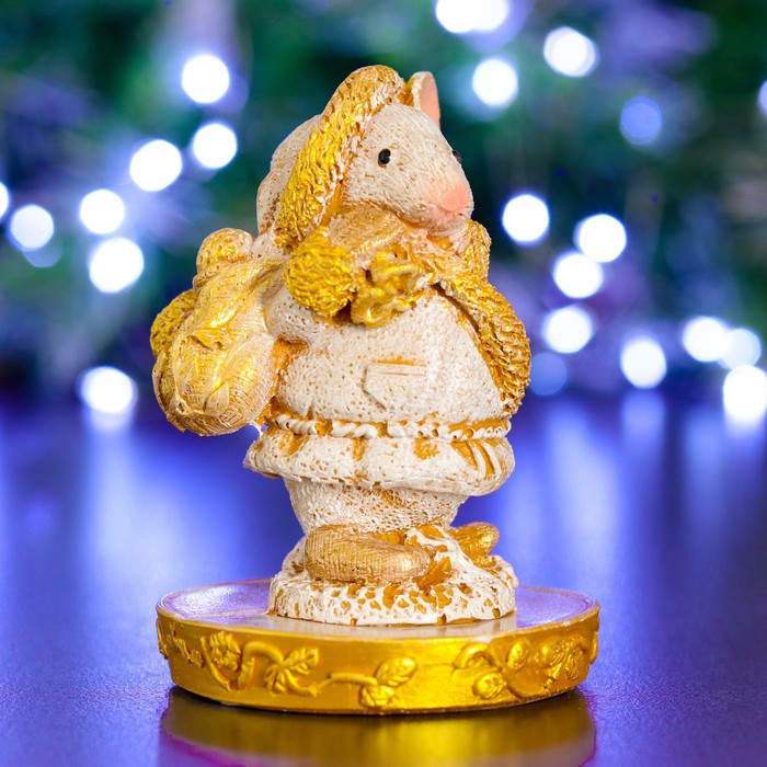 Фигура "Мышь Дед Мороз" 10,5х8х8см