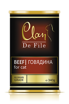 CLAN De File  влажный корм для кошек, Филе мяса, Говядина 340гр