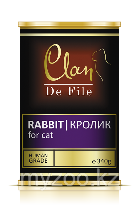 CLAN De File влажный корм для кошек, Филе мяса, Кролик 340гр