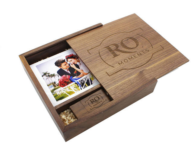 Подарочный набор для фотографий из дерева с usb накопителем