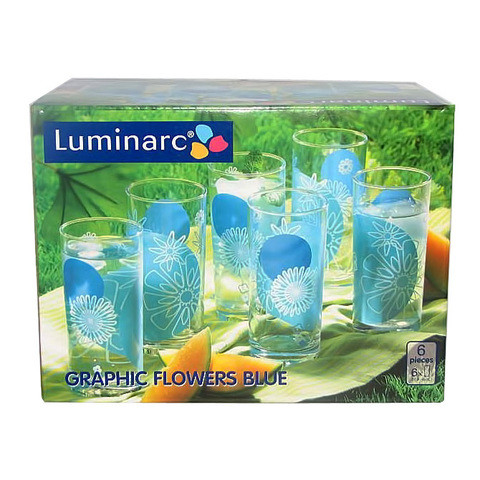 Набор стаканов Luminarc Graphic Flowers Blue D2266