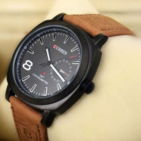 Часы наручные мужские реплика Curren Chronometer GMT-8 - фото 1 - id-p71726700