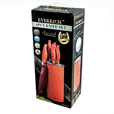 Набор металлокерамических ножей на подставке EVERRICH ER-0142 / ER-0119 (Красный) - фото 5 - id-p71726901