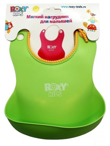 Нагрудник мягкий для кормления с кармашком и застежкой Roxy Kids RB-401 (Салатовый) - фото 4 - id-p71727224