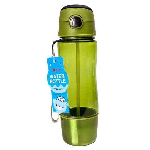 Бутылка для воды с трубочкой и съёмным стаканчиком WATER BOTTLE (Зеленый)