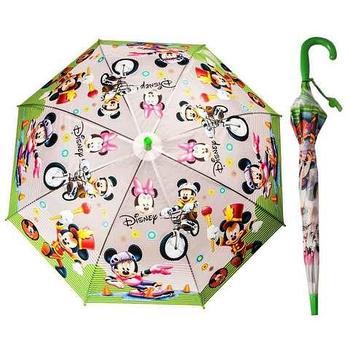 Зонт-трость детский со свистком гелевый «Мультяшные герои» (Барби с красной ручкой)
