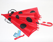 Зонт-трость детский 3D со свистком и ушками ("Божья коровка"), фото 3