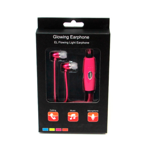 Наушники светящиеся вакуумные металлические Glowing Earphone (Розовый) - фото 1 - id-p71730031