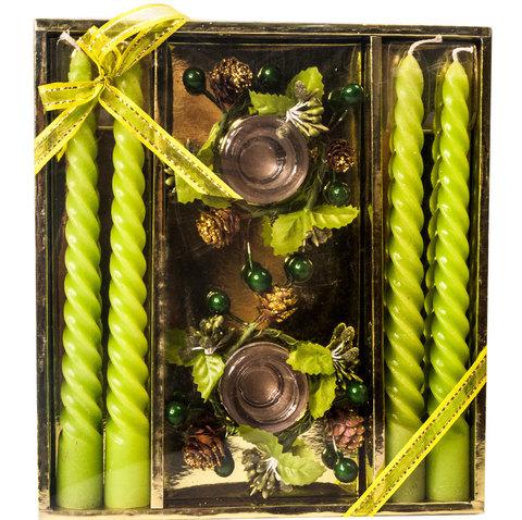 Набор новогодний сувенирный со свечками «Изящное торжество» (Зеленый) - фото 1 - id-p71730435