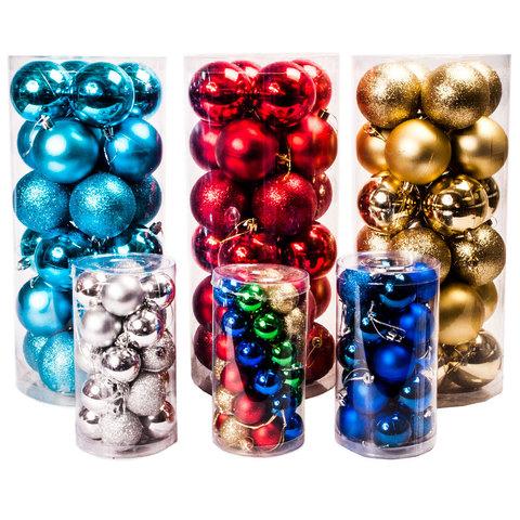 Набор елочных шаров с декоративным покрытием трех видов в тубе (Золотой / 6,5 см) - фото 1 - id-p71730596