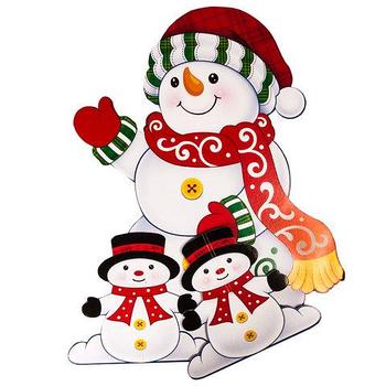 Фигура ростовая новогодняя двусторонняя с глиттером «Сказочные друзья» (Снеговики)