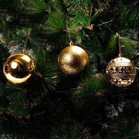 Набор елочных шаров MERRY CHRISTMAS в праздничной упаковке [12 шт] (Золотой)