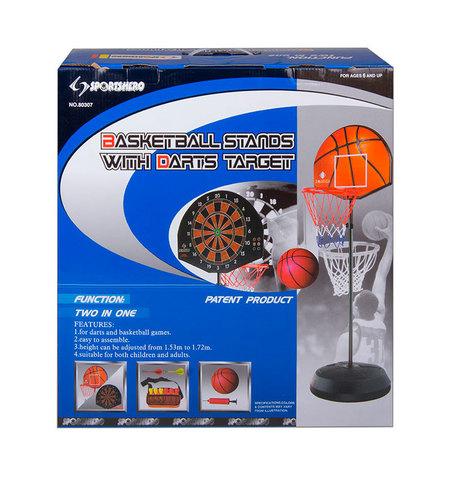 Игровой набор с баскетбольным кольцом-дартс на стойке BASKETBALL STANDS WITH DARTS TARGET - фото 5 - id-p71730832