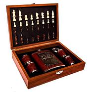 Подарочный набор: шахматы, фляжка, рюмки «Великий комбинатор» в деревянном кейсе ("Байтерек"), фото 6