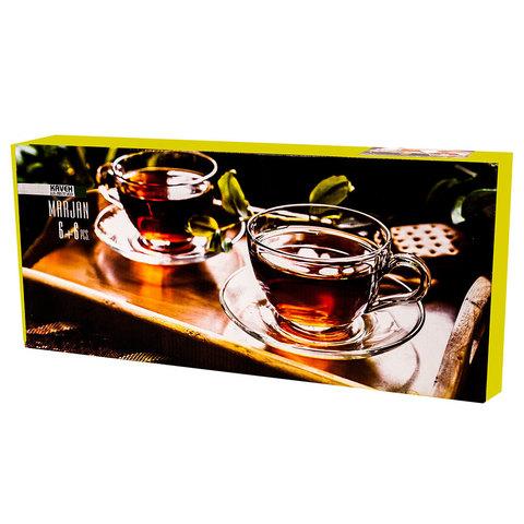 Набор стеклянных кружек с блюдцами для чая и кофе MARJAN KAVEN [6 персон] - фото 4 - id-p71731314