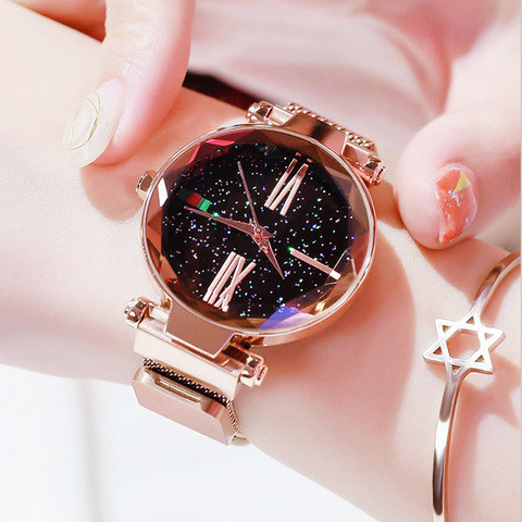 Часы женские водонепроницаемые Dior на магнитной застёжке [качественная реплика] (Золото с блестками) - фото 2 - id-p71731543