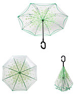 Чудо-зонт автоматический прозрачный «Перевертыш наоборот» (Голубые цветы), фото 6