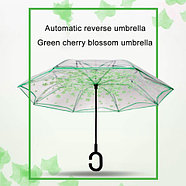 Чудо-зонт автоматический прозрачный «Перевертыш наоборот» (Фиолетовые цветы), фото 8