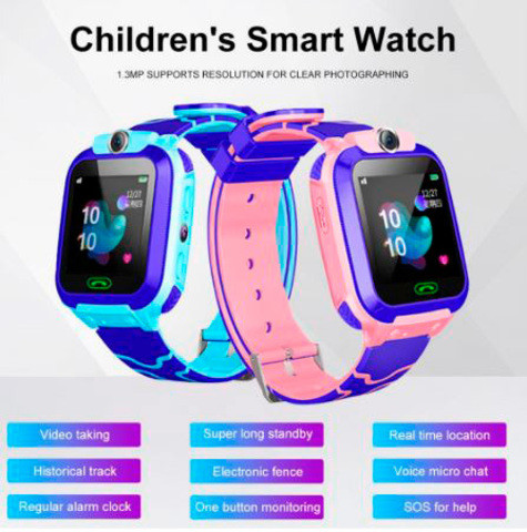 Умные часы детские водонепроницаемые с трекером, камерой и сенсорным экраном Smart Watch Q528 (Голубой) - фото 2 - id-p71731679