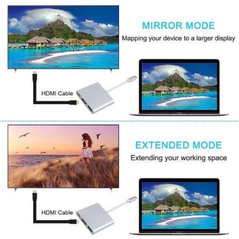 Переходник-хаб Type-C HDMI 4K/USB 3.1 KEBIDU для подключения переферии к телевизору (Серебряный) - фото 6 - id-p71731688