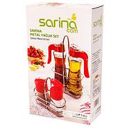 Набор для соусов на подставке SARINA [3 предмета, стекло] (Красный), фото 3