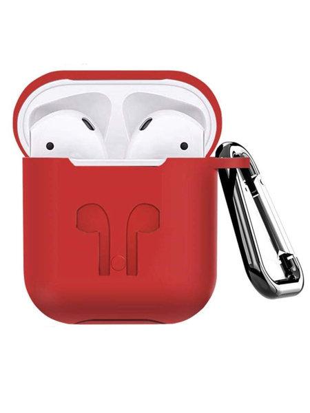 Силиконовый чехол для Apple AirPods с держателем (красный)